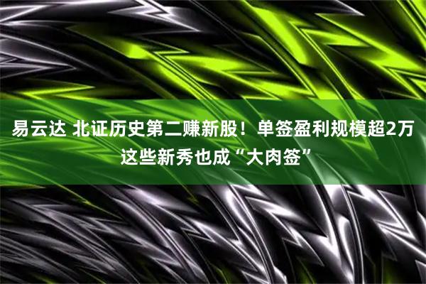 易云达 北证历史第二赚新股！单签盈利规模超2万 这些新秀也成“大肉签”
